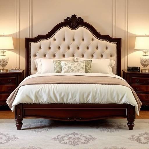 Elegant bedroom set with a upholstered headboard and matching nightstands